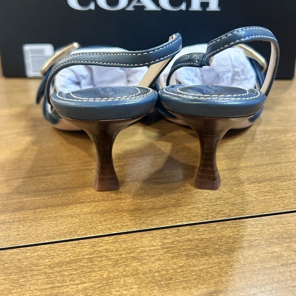 Coach MRGOT LVD DEN SLNGBK Shoes Womens 8.5 Blue Denim Slingback Pointed Toe NEW - Picture 7 of 9